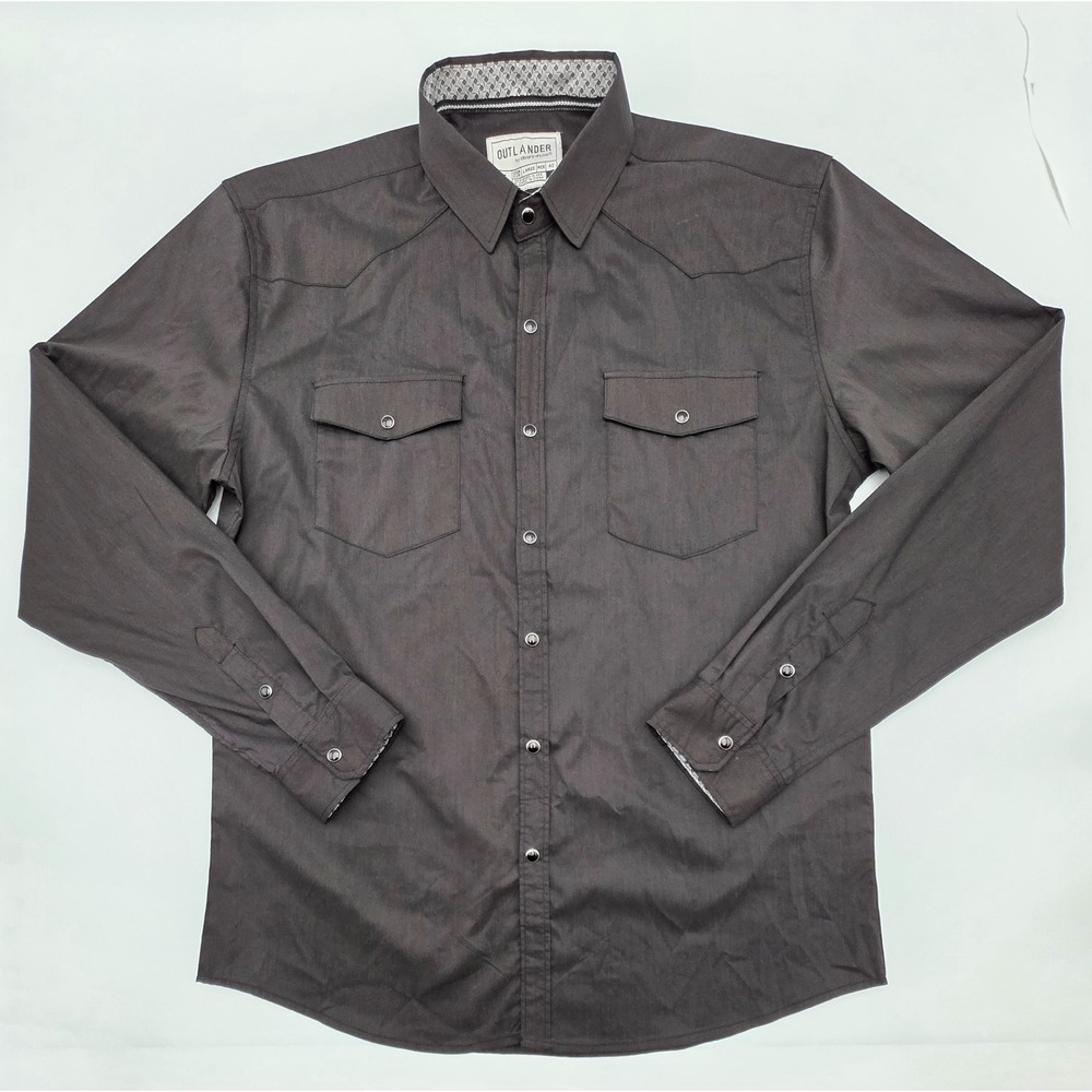 Outlander by Craft+Flow Shirt‎ Mens Large Black Western Long Sleeve Pearl Snap